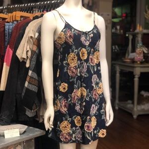 Navy, Purple, Green, & Purple Floral Slip Dress